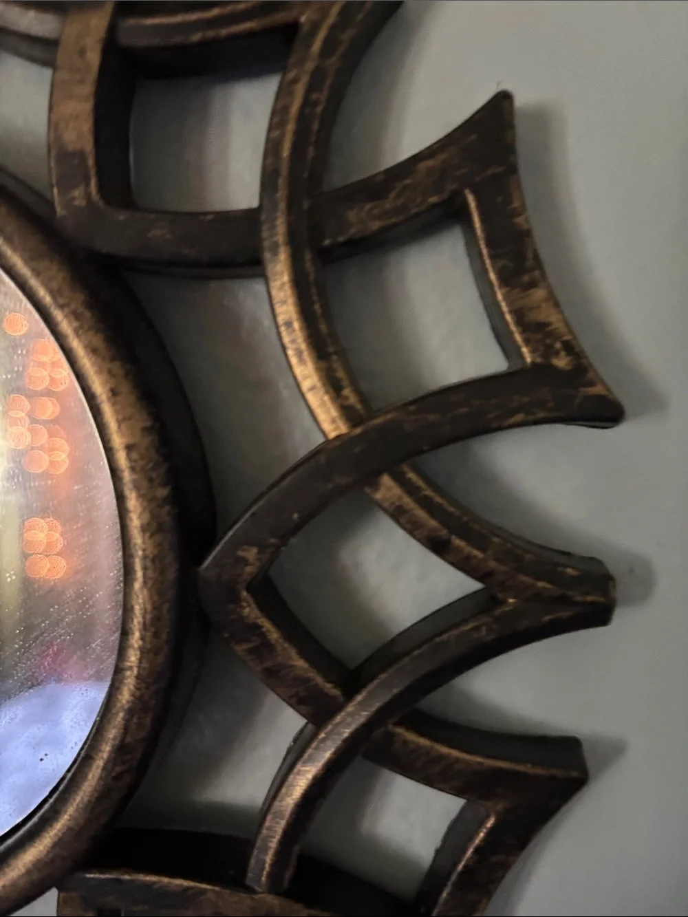 Ornate Sunburst Wall Mirror - Bronze Finish